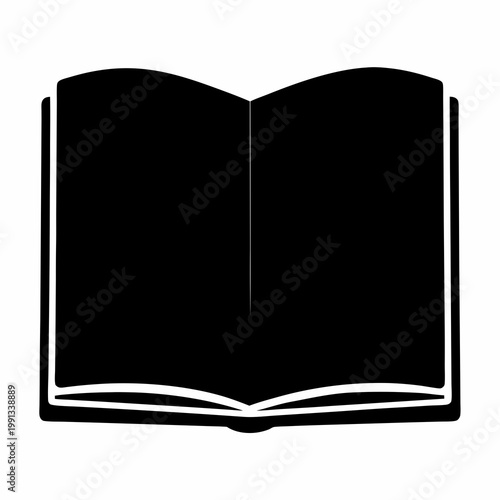 Open book silhouette with blank pages, representing knowledge and learning