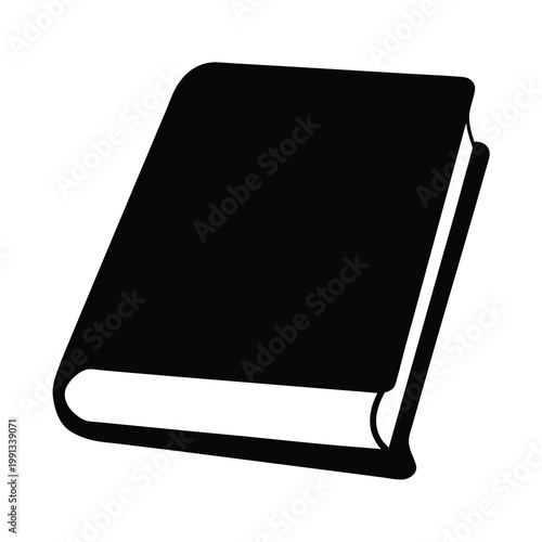 Simple minimalist black silhouette illustration of a closed book on white background