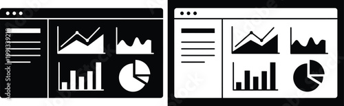 Data analysis and visualization a black and white silhouette comparison of charts and graphs