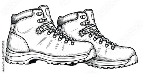 Rugged pair of hiking boots for outdoor enthusiasts and adventure lifestyle marketing campaigns