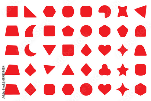 Brutalism elements. Abstract geometric shapes, contemporary creative figures, simple graphic, design minimal objects, modern minimalism, black silhouettes, garish vector isolated flat set