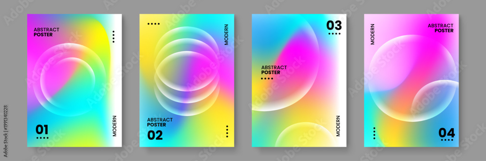 Fototapeta premium Modern cover design featuring vibrant mesh gradients and soft glowing rings in a futuristic style