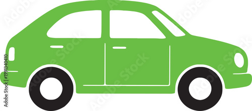Green Eco Car with Leaf Vector Illustration