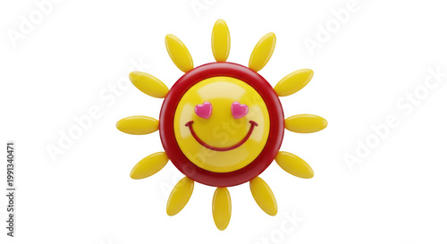 A vibrant sunflower with a bright yellow center and deep red petals