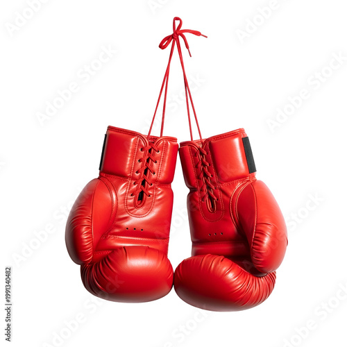 Red Boxing Gloves Hanging for Sports or Fitness Training