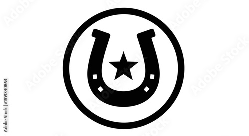 Black Horseshoe with Star Logo.