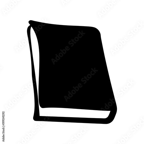 Stylized black book illustration showcasing knowledge and education in a simple design