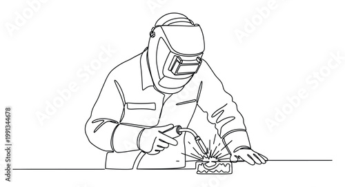 Expert tradesman welding metal piece with sparks flying, perfect for illustrating industrial processes or craftsmanship