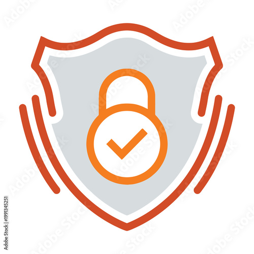 Shield with padlock and checkmark icon security symbol