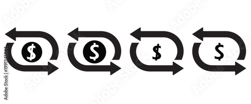 Finance and Banking Icon Set – Simple Black Business Symbols for Infographics, Web, UI and Presentation DesignWeb