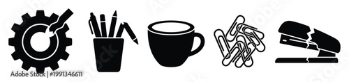 Everyday broken office supplies symbolizing malfunction and stress for modern business productivity concepts