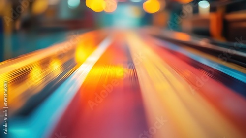 Vibrant streaks of colored light and motion blur creating an abstract, dynamic pattern