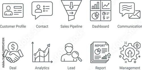 Business icons set for sales and marketing strategy
