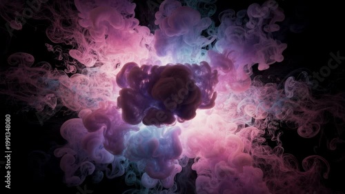 Mesmerizing burst of colorful smoke swirling and intertwining in an ethereal abstract display