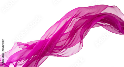Bild auf Leinwand Abstract flowing pink fabric wave isolated on transparent background