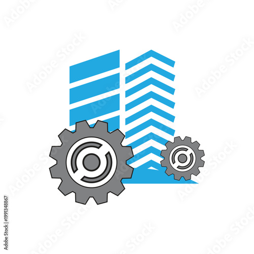 Corporate Building Industry Gear Icon Design