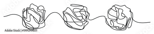 Continuous line drawing of abstract tangled forms representing problem solving or complex information.
