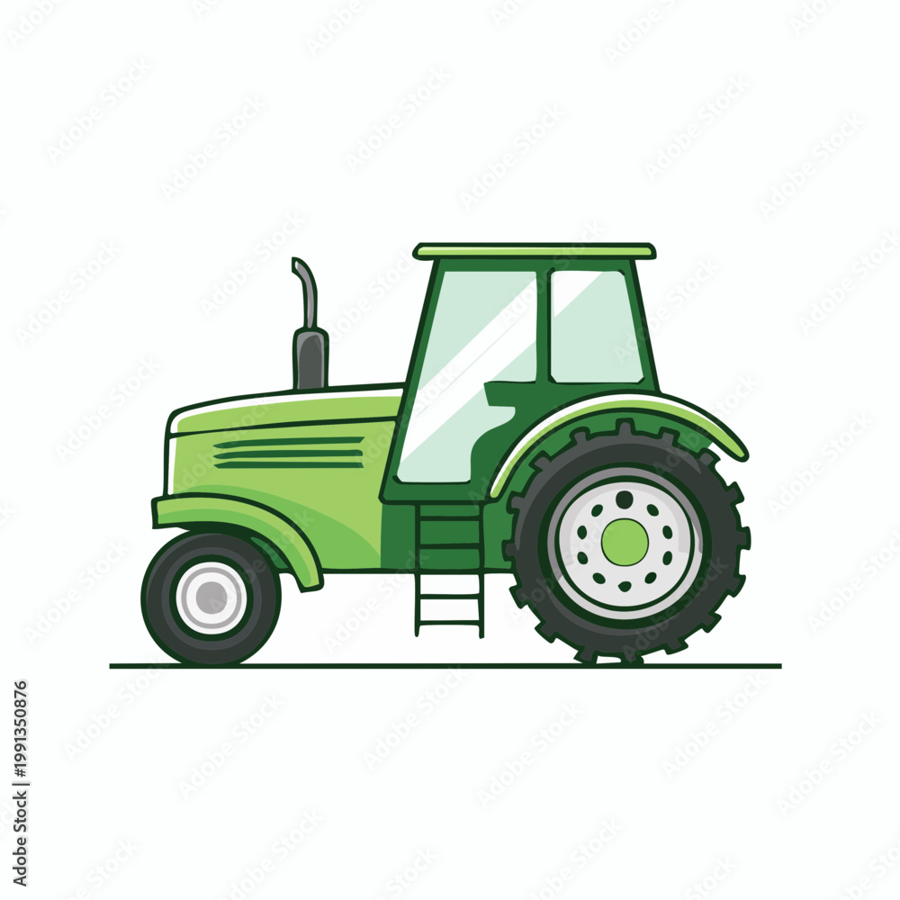 Obraz premium Green Tractor Illustration