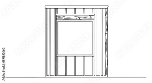 Detailed wall framing diagram with a window opening for architectural and construction project planning