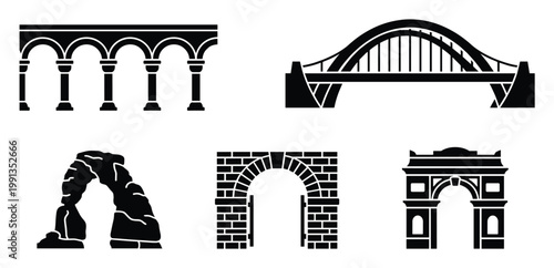 Collection of diverse arch and bridge architectural structures ideal for educational resources and structural engineering concepts
