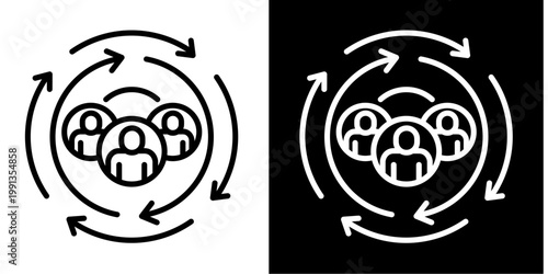 Team Rotation Icon Set White Style Collection