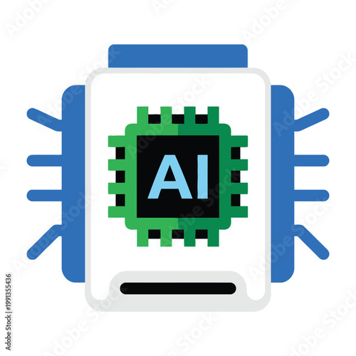 AI chip microprocessor technology concept icon