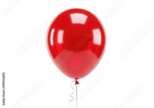 A vibrant red balloon floating in the air with a thin string attached isolated on transparent background