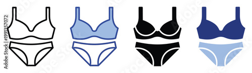Collection of womens lingerie icons for various applications including fashion websites and clothing catalogs