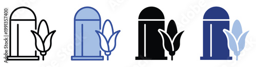 Agricultural silo and corn icon representing farm production and grain storage for food industry applications