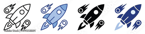 Dynamic rocket launch icon symbolizing innovation, speed, and business growth for modern digital projects