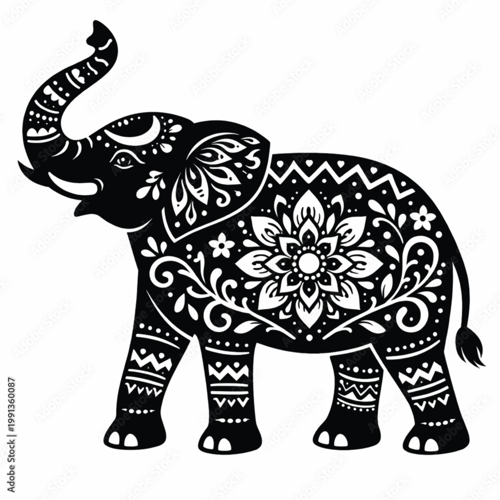 Obraz premium Flower pattern Elephant Mandala Silhouette Vector for Intricate Designs