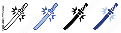 Simple weapon impact icon depicting martial arts power for app interfaces and game development