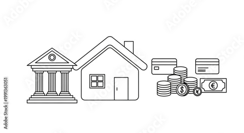 Bank House Money Illustration.