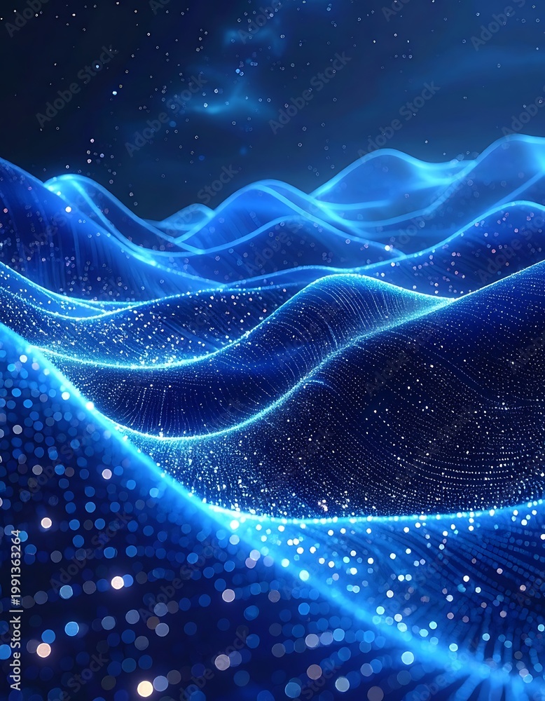 Fototapeta premium A mesmerizing digital artwork of glowing blue waves