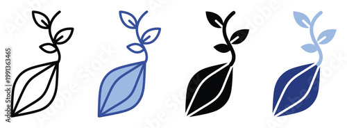 Modern sprout graphic representing ecological progress and natural processes useful for educational and botanical designs and sustainable development initiatives