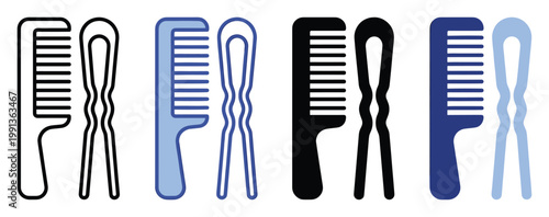 Hair styling tools set with comb and bobby pin for beauty accessories and hairdressing projects