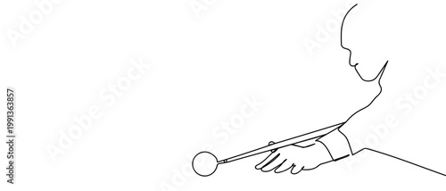 Snooker players in continuous one line drawing. Minimalistic Doodle vector illustration Editable stroke.