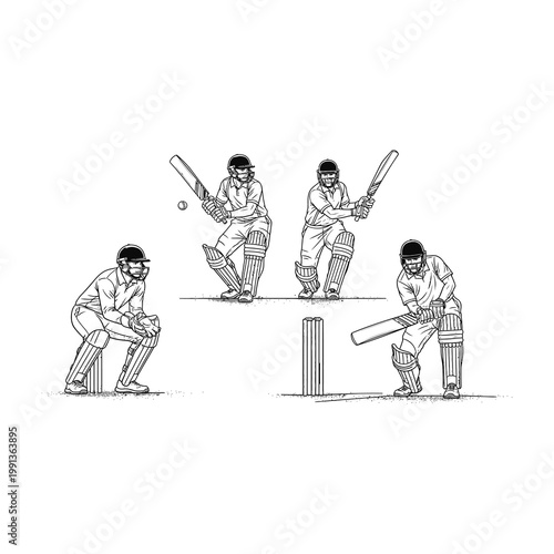 Cricket players in action on the field