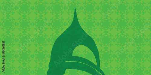 green Islamic Background with Mosque Silhouette and Hanging Crescent Moon Stars for Ramadan, Eid Mubarak dan Eid Al-Adha, vector desgn eps10