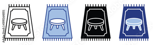 Spiritual prayer mat with small stool icons symbolizing devotion and comfort for various religious applications