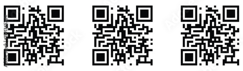 Scan QR code icon set, vector illustrations representing mobile scanning, QR code detection, and digital authentication, clean flat and outline design suitable for apps, payments, and contactless