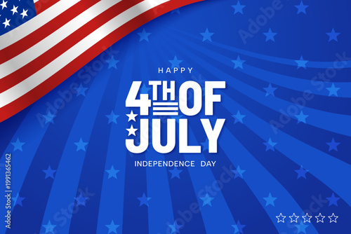 Happy 4th of july independence day greeting card design with american flag