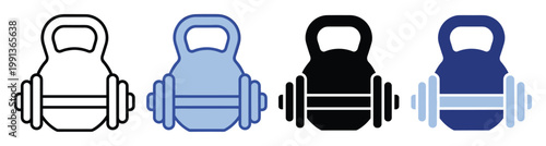 Workout fitness equipment icon featuring kettlebell and dumbbell for healthy lifestyle promotion