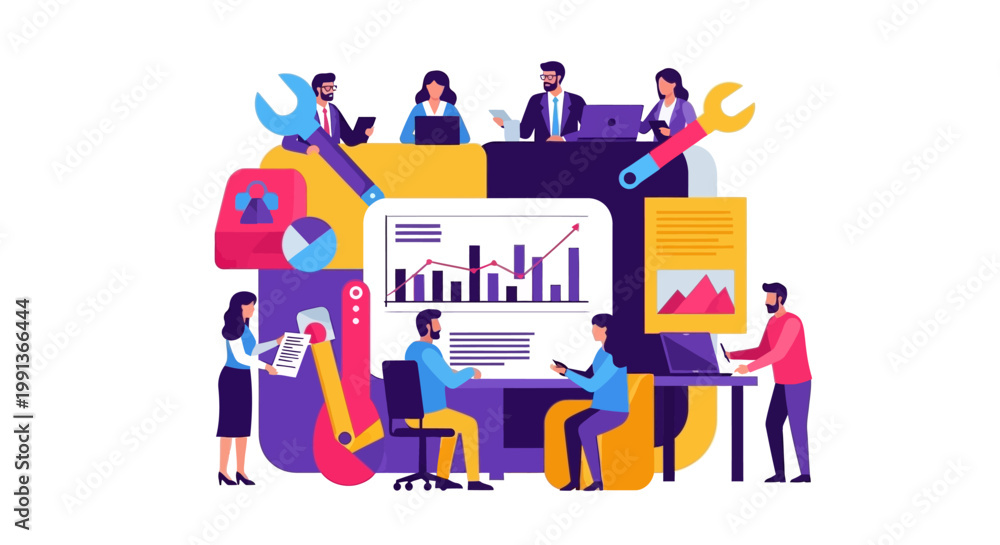 Fototapeta premium Business People Working Together Office.