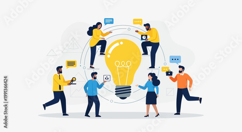 People Around Light Bulb Idea.