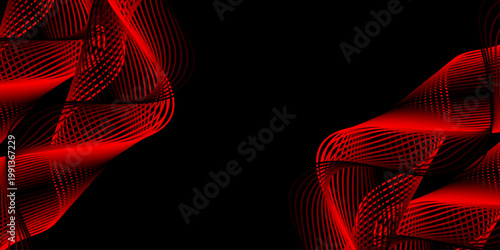 Abstract red background featuring a digital vector design with flowing wave lines and black texture to create a motion energy pattern for an artistic wallpaper backdrop