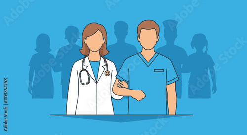 Doctor and nurse standing together.