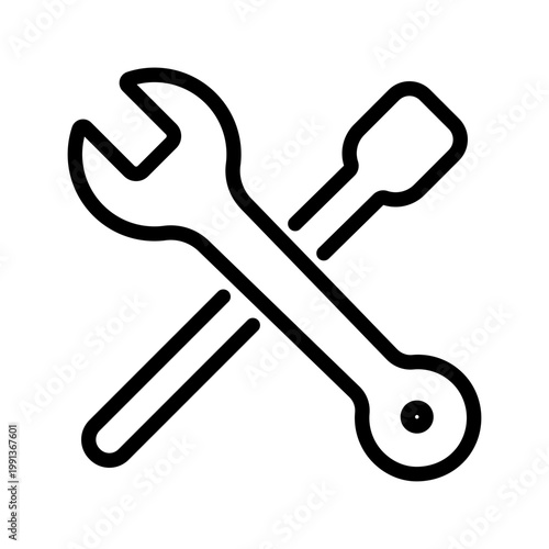Illustration of a crossed wrench and screwdriver indicating that a system or website is currently under repair
