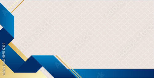 Abstract Blue Gold Frame Corner Border Design