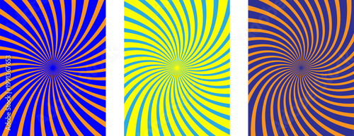 Retro groovy abstract sun backgrounds. Hand drawn doodle sunshine shapes. Trendy colorful hippie 60s 70s style. Vector illustration.